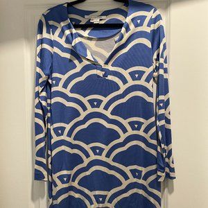 Diane von Furstenberg Blue and White Dress - Size 12 (fits like a 10)